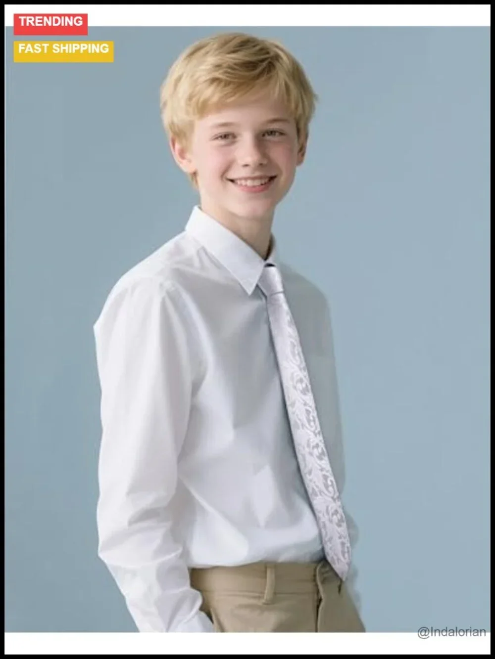 Silk Self-Tied Necktie and Pocket Square Set for Boys Ages 8-14